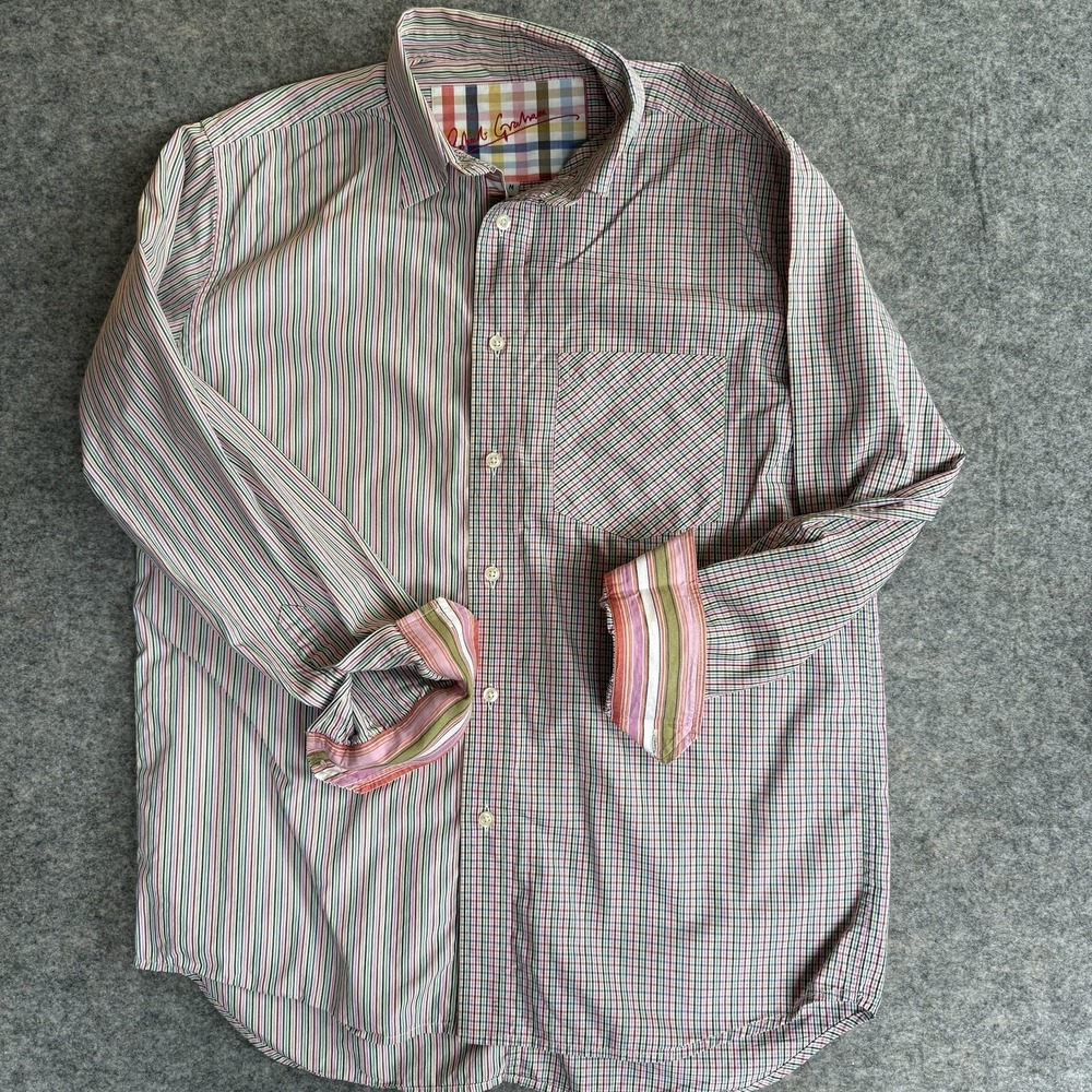 Robert Graham Shirt Mens Medium Multicolor‎ Plaid Long Sleeve Flip Cuff